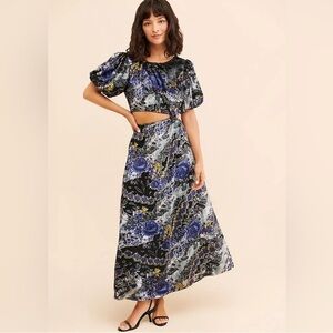 Let Me Be Burnout Velvet Cut Out Maxi Dress size Small Anthropologie